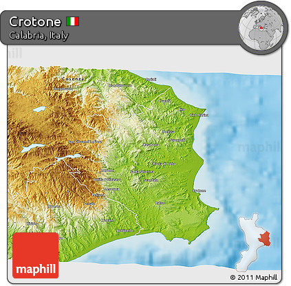 Physical 3D Map of Crotone