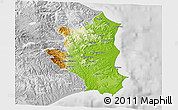 Physical 3D Map of Crotone, lighten, desaturated