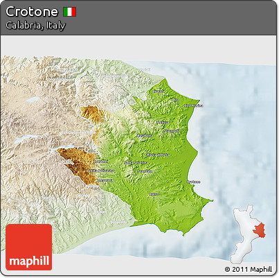 Physical 3D Map of Crotone, lighten