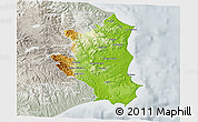 Physical 3D Map of Crotone, lighten, semi-desaturated