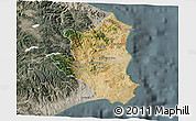 Satellite 3D Map of Crotone, semi-desaturated