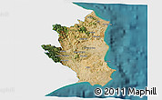 Satellite 3D Map of Crotone, single color outside
