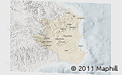 Shaded Relief 3D Map of Crotone, lighten, semi-desaturated