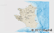 Shaded Relief 3D Map of Crotone, single color outside