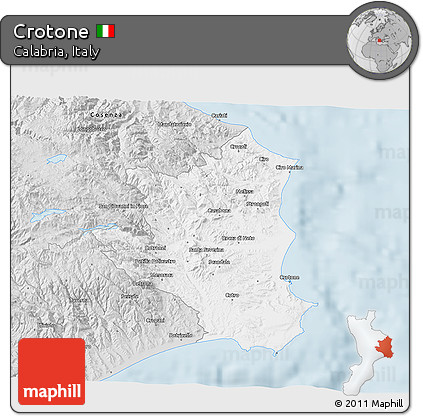 Silver Style 3D Map of Crotone