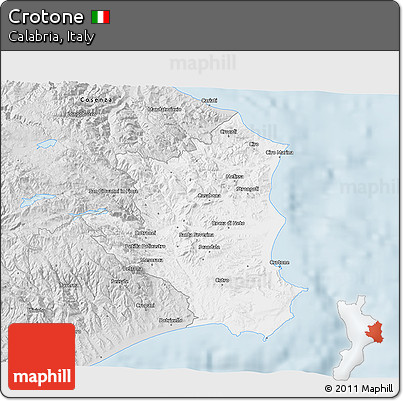 Silver Style 3D Map of Crotone