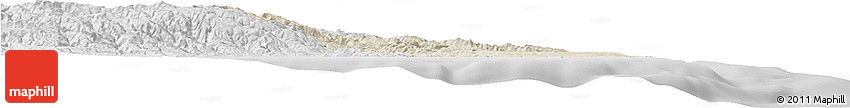 Shaded Relief Horizon Map of Crotone, lighten, desaturated