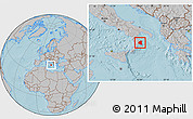 Gray Location Map of Crotone, hill shading