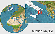 Satellite Location Map of Crotone, highlighted country