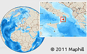 Shaded Relief Location Map of Crotone, highlighted parent region