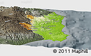 Physical Panoramic Map of Crotone, darken, semi-desaturated