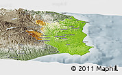 Physical Panoramic Map of Crotone, semi-desaturated