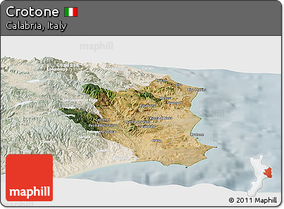 Satellite Panoramic Map of Crotone, lighten