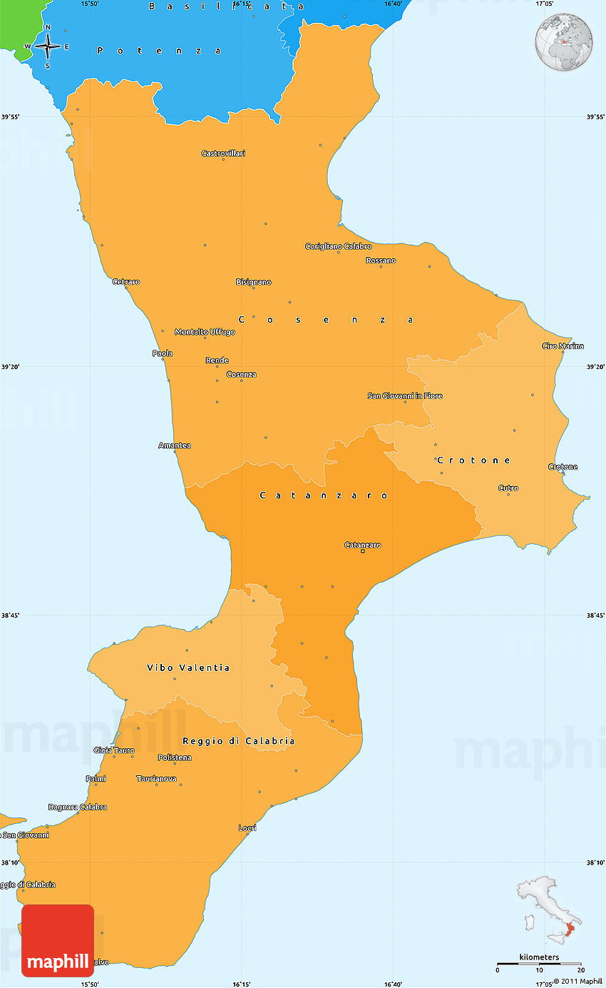 Political Shades Simple Map Of Calabria