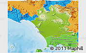 Physical 3D Map of Caserta, political outside