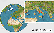 Satellite Location Map of Caserta, within the entire country