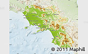 Physical Map of Campania, lighten