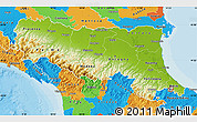 Physical Map of Emilia-Romagna, political outside