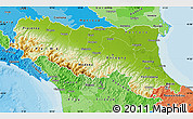 Physical Map of Emilia-Romagna, political shades outside