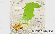 Physical 3D Map of Modena, shaded relief outside