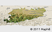 Satellite Panoramic Map of Piacenza, shaded relief outside