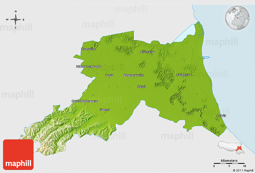 Physical 3D Map of Ravenna, single color outside
