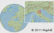 Savanna Style Location Map of Ravenna, hill shading