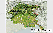 Satellite 3D Map of Friuli-Venezia Giulia, lighten