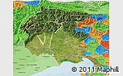 Satellite 3D Map of Friuli-Venezia Giulia, political shades outside