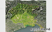 Satellite 3D Map of Friuli-Venezia Giulia, semi-desaturated