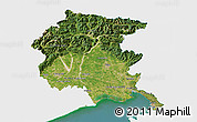 Satellite 3D Map of Friuli-Venezia Giulia, single color outside