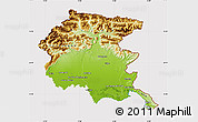 Physical Map of Friuli-Venezia Giulia, cropped outside