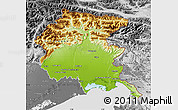 Physical Map of Friuli-Venezia Giulia, desaturated