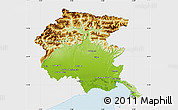 Physical Map of Friuli-Venezia Giulia, single color outside