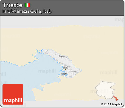 Classic Style 3D Map of Trieste, single color outside