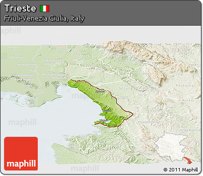 Physical 3D Map of Trieste, lighten