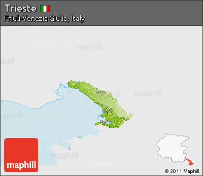 Physical 3D Map of Trieste, single color outside