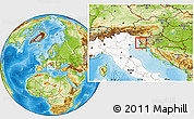 Physical Location Map of Trieste, highlighted country