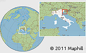 Savanna Style Location Map of Trieste, highlighted country, within the entire country