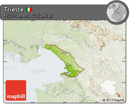 Physical Map of Trieste, lighten
