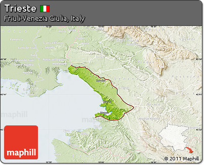 Physical Map of Trieste, lighten