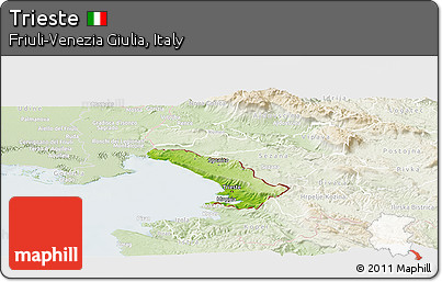 Physical Panoramic Map of Trieste, lighten