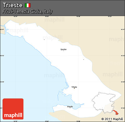 Classic Style Simple Map of Trieste, single color outside
