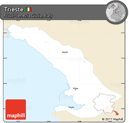 Classic Style Simple Map of Trieste, single color outside