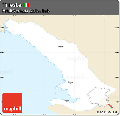 Classic Style Simple Map of Trieste, single color outside