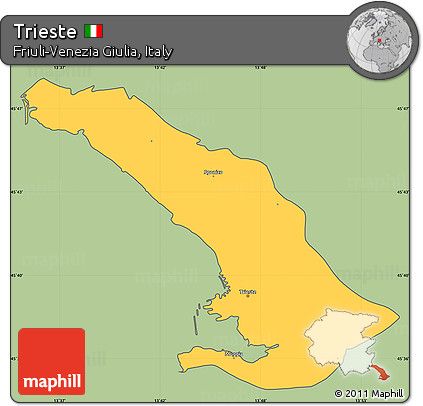 Savanna Style Simple Map of Trieste, cropped outside