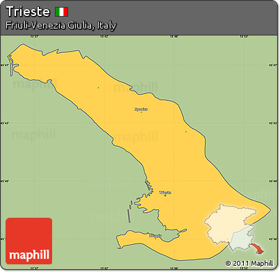Savanna Style Simple Map of Trieste, cropped outside