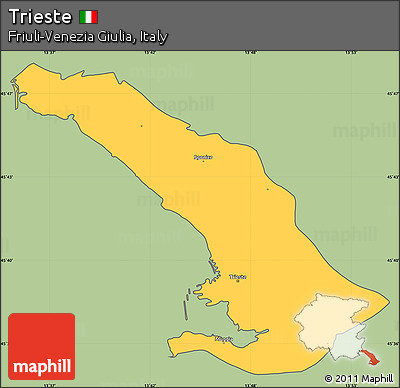 Savanna Style Simple Map of Trieste, cropped outside