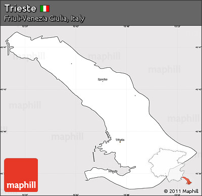Silver Style Simple Map of Trieste, cropped outside