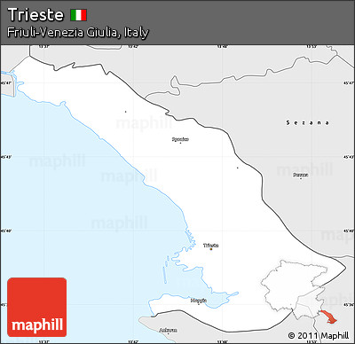 Silver Style Simple Map of Trieste